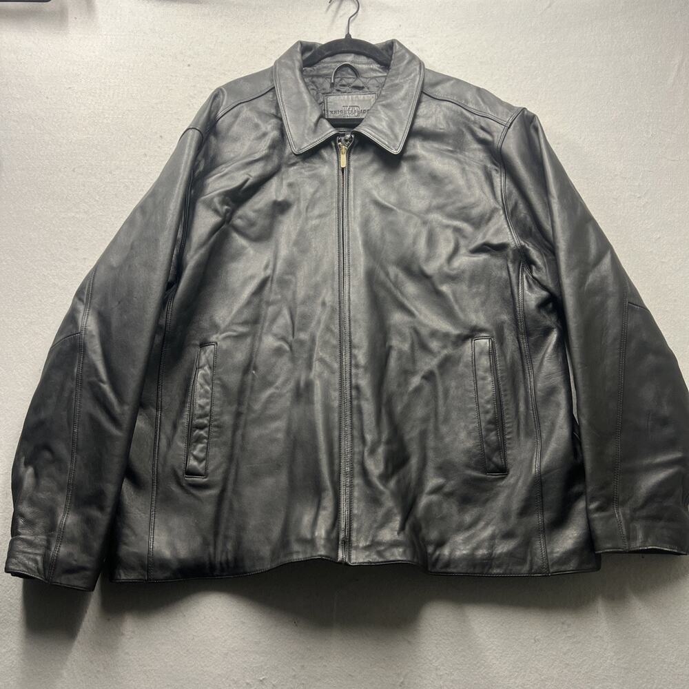 Knightsbridge Black Leather Jacket XL Full‎ Zip Classic Coat